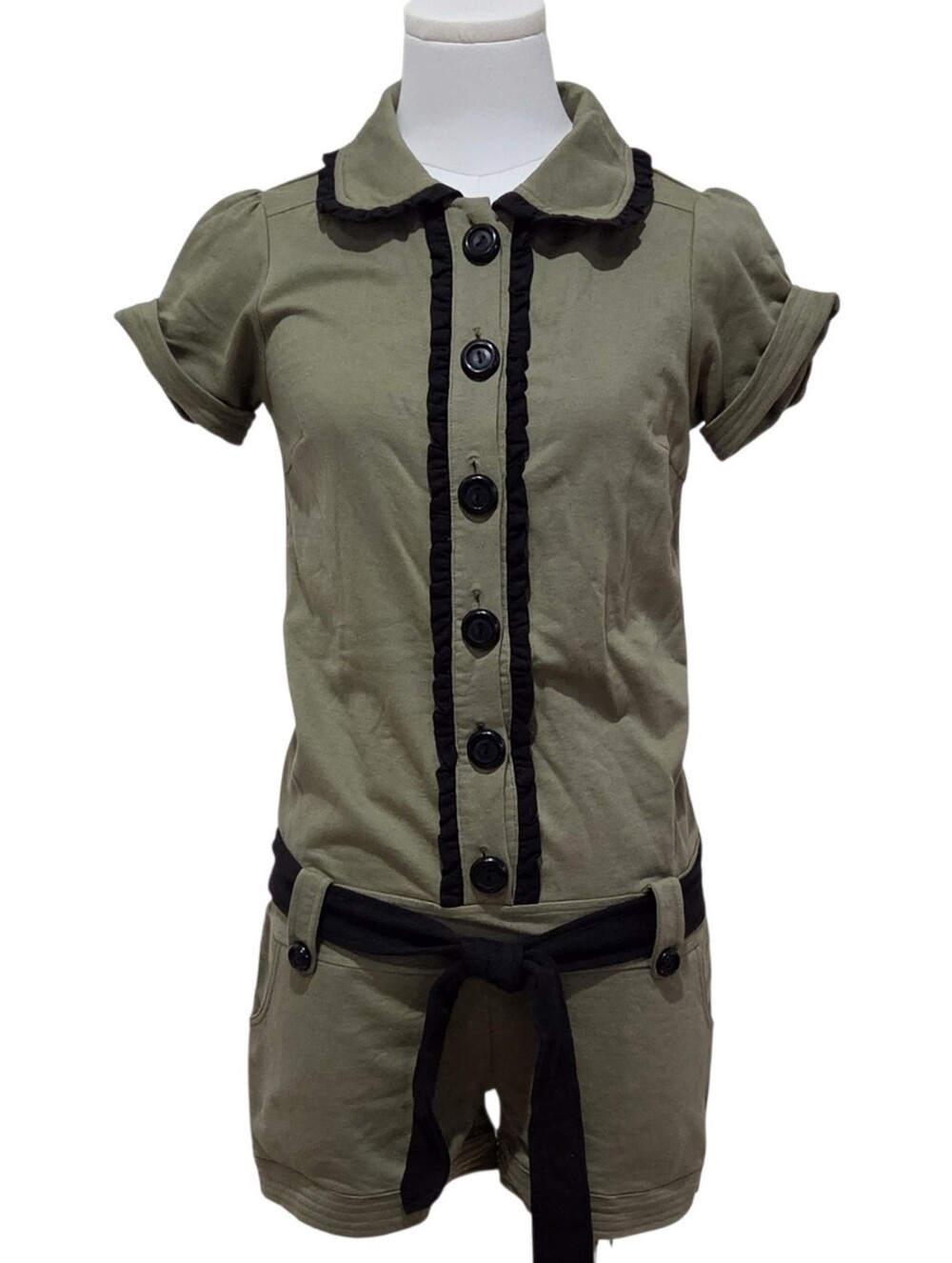 Kensie Girl Olive Short Sleeve Romper Size Small